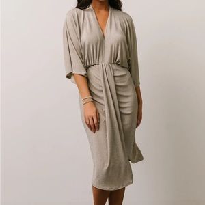 Ciara Ruched Midi Dress | Champagne Shimmer